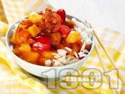 Пържено пиле с ананас и зеленчуци по китайски - снимка на рецептата